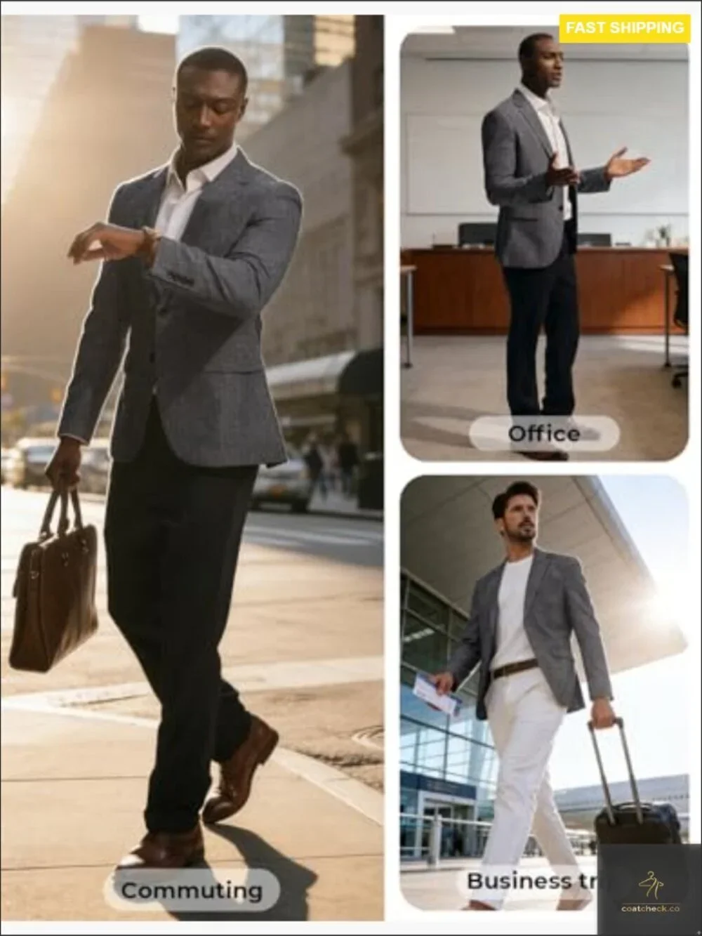 Slim Fit Sport Coat Lightweight Blazer Two Button Casual Business Jacket